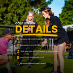 Woman learning golf technique during women's golf class in London Ontario