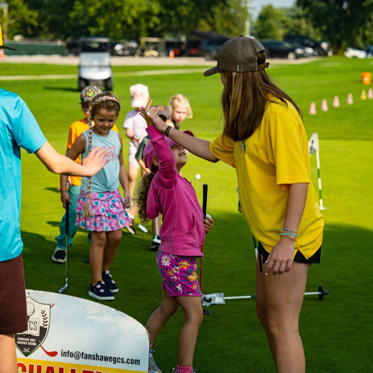 Kids at a golf summer camp in London, Ontario